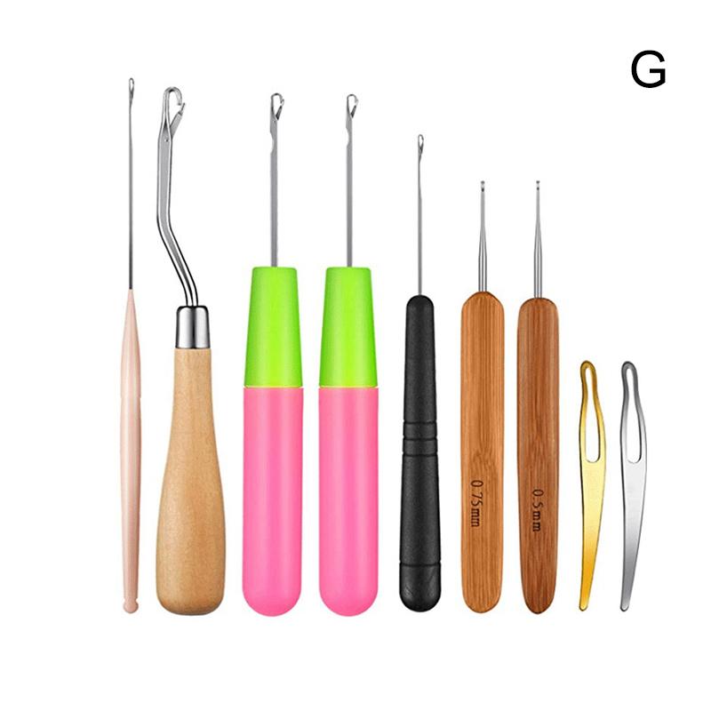 

5/7/8/9 шт. набор крючков с изогнутой защелкой, игла для вязания крючком, инструмент для дредов, крючки для вязания, инструмент для наращивания волос, инструмент для плетения