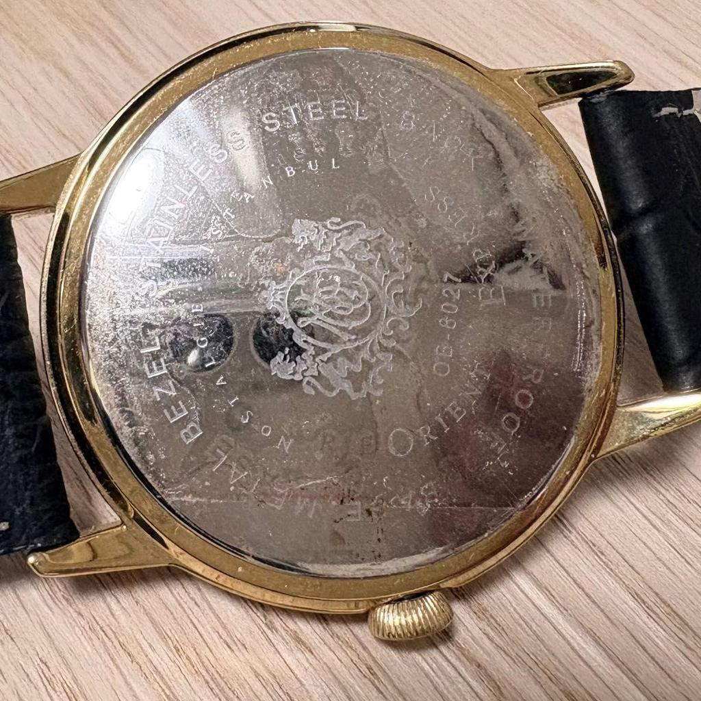 Used [Working Item] Orient Express Gold Vintage New Battery Men's Good Condition Belt Deterioration