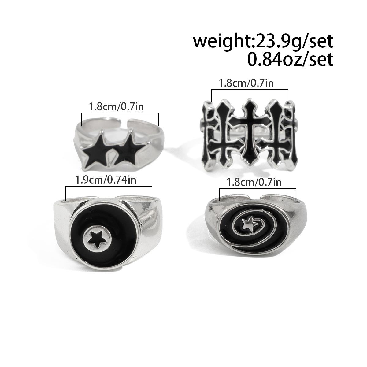 

Hot Selling Five-Pointed Star Ring for Men, Vintage Punk Exaggerated Style Ring Set, Index Finger Ring Jewelry Antique silver-06665