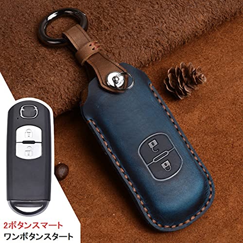 [YANMW] Compatible with Mazda Key Case, Smart Key Case, Key Holder, Leather Key Cover, Mazda CX5 CX4 CX3 CX7 CX8 CX9 RX8 Axela Atenza Demio Advan