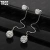 925 Sterling Silver Box Chain Earrings With AAA Zirconia And Double Spheres – Stylish Evening Jewelry