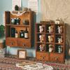 1pc 2/9 Squares Vintage Wooden Dividers Organizer with 2 Drawers,Makeup&perfume&dolls Display Container Cabinet.