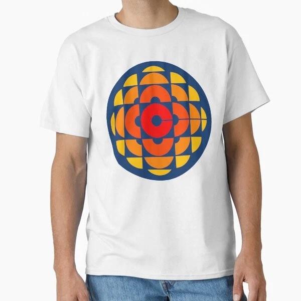 Old Canadian Broadcasting Logo (Blue Background) Made In Usaaus Tshirt S2xl S