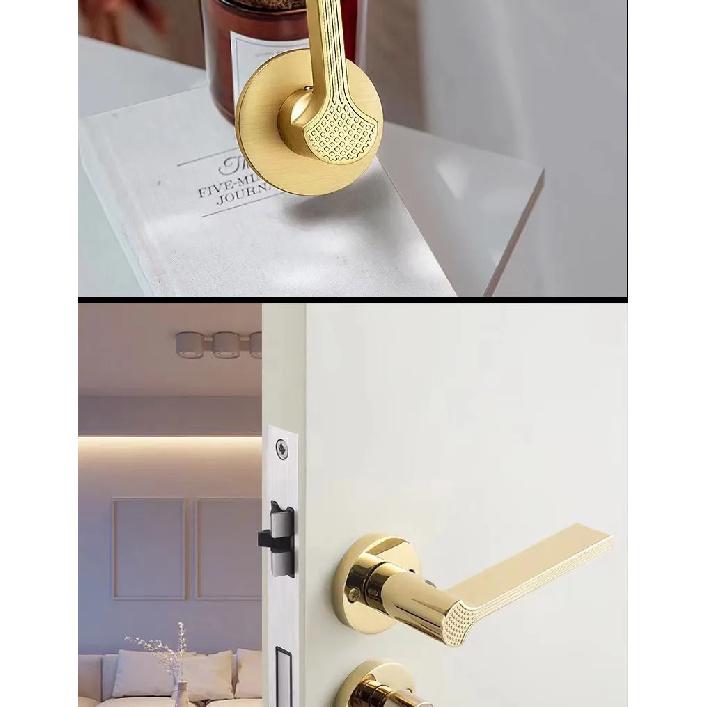 Bedroom Split Door Lock Room Wooden Door Mute Golden Door Handle Indoor Household European Bathroom Universal Door Lock