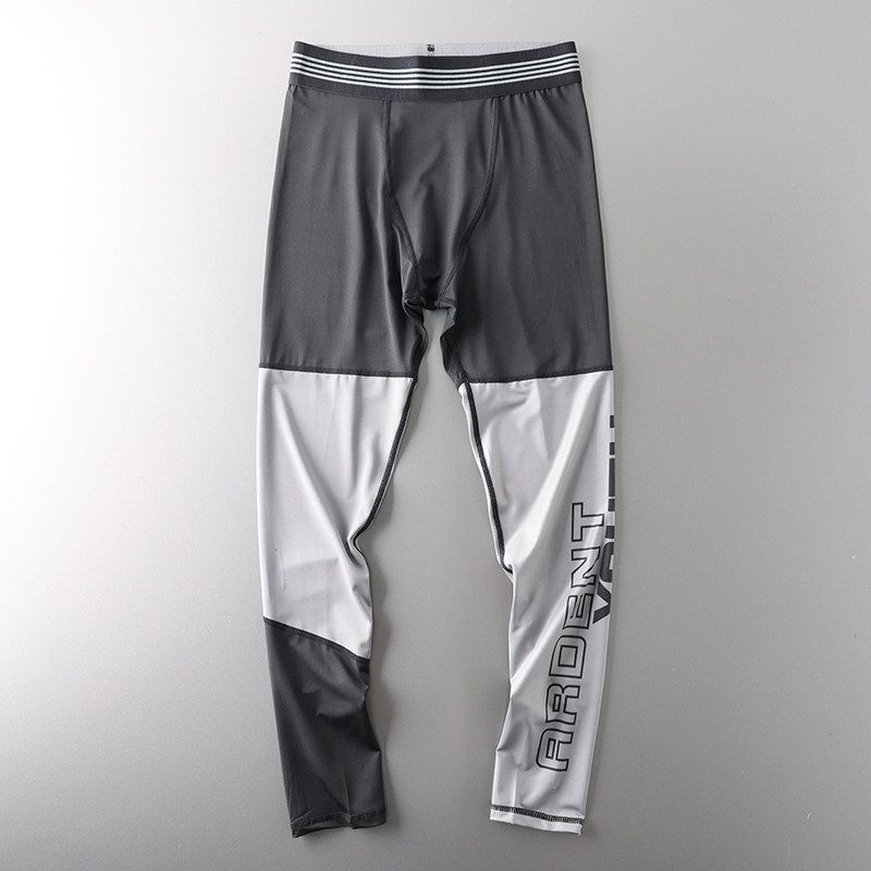 Export Original Tail Single Cut Label Sports Running Tights Men s Basketball Fitness Quick-Drying Pants Export Men s Cropped Pants Gray Patchwork M