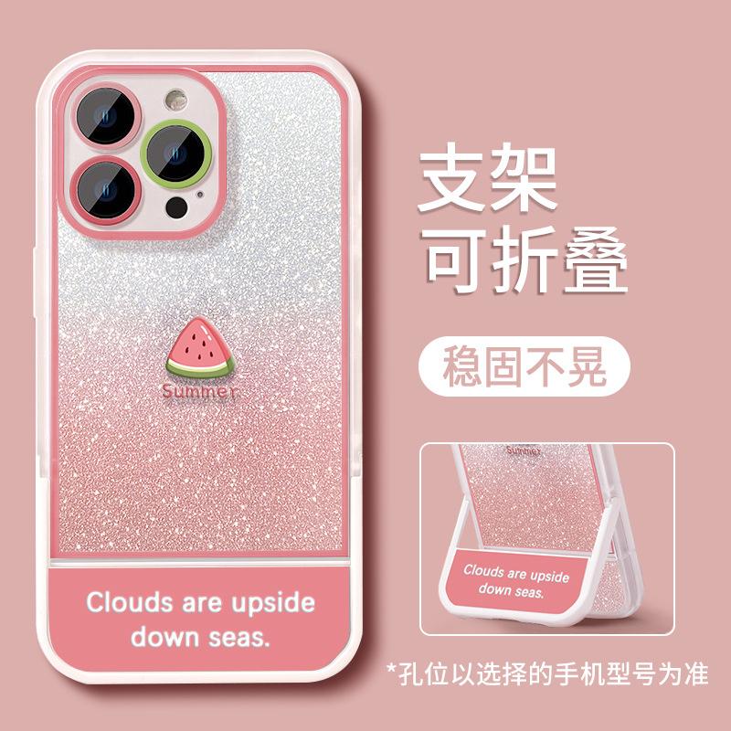 Applicable To Apple 11promax Mobile Phone Case iPhone11 Summer Glitter Watermelon 11 Transparent 11 Invisible Bracket XR
