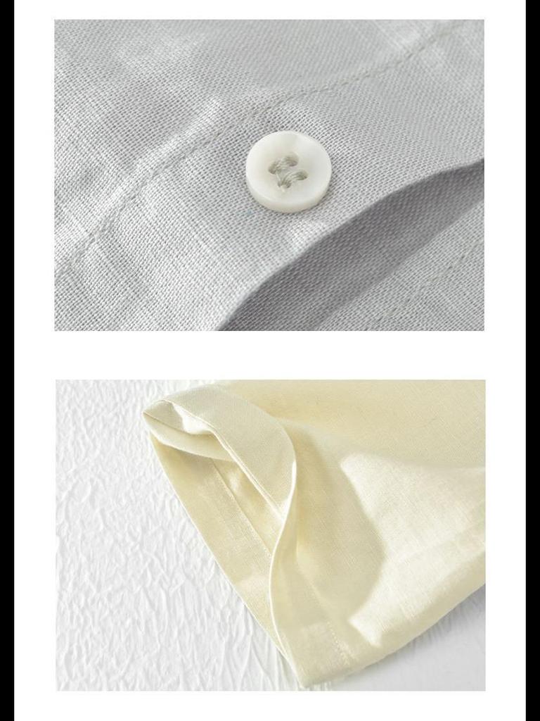 Men's Summer Ice Silk Linen Short-Sleeve Shirt - Loose, Business Casual, Solid White Trend