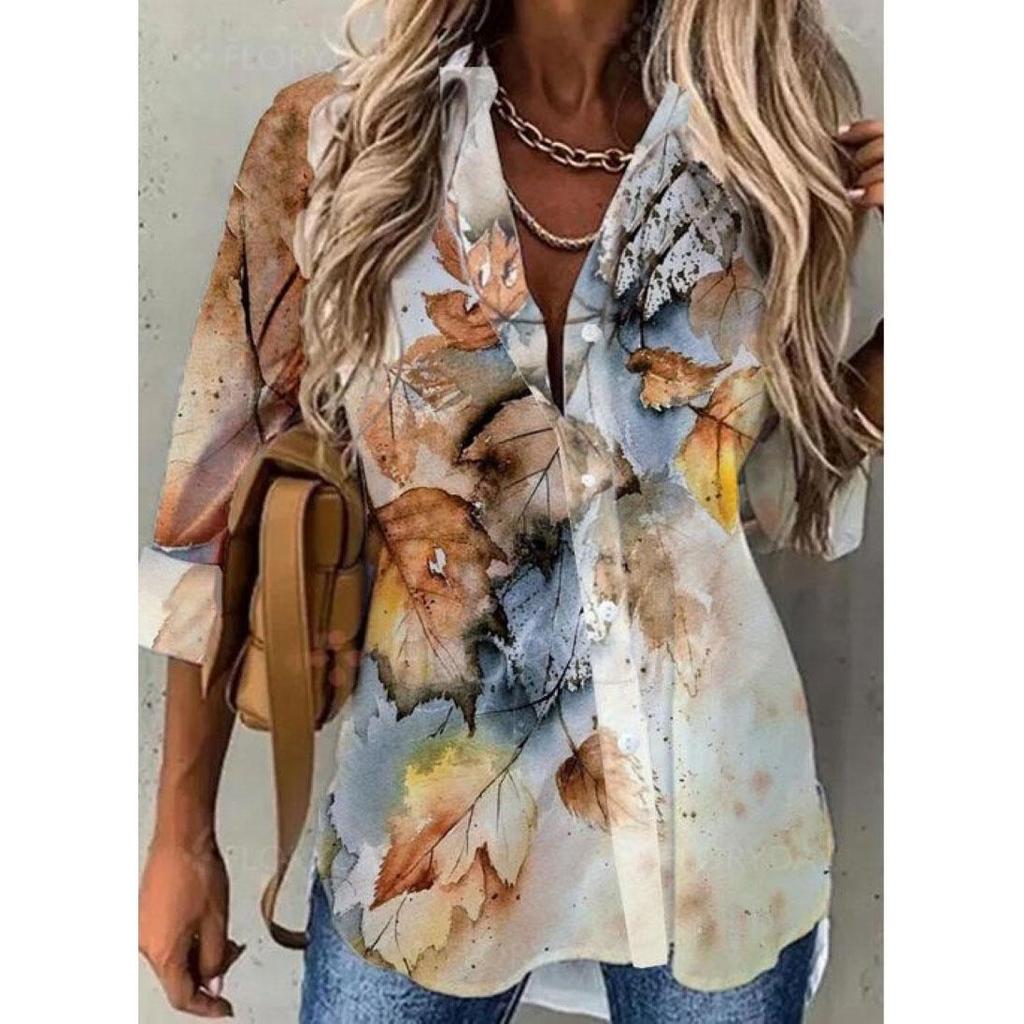 Dámska jarná móda Ležérna pouličná košeľa na gombíky Elegantná a pohodlná blúzka s dlhým rukávom Voľný top Oblečenie pre office lady