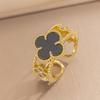 Fashion Ring Senior Sense of Light Luxury Four-leaf Clover Zirconia Ring Female Retro Opening Adjustable Ring