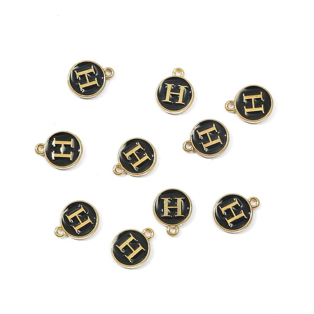10Pcs 12x2.5mm Alphabet Double Face Charms Pendant Beads for Jewelry DIY Findings