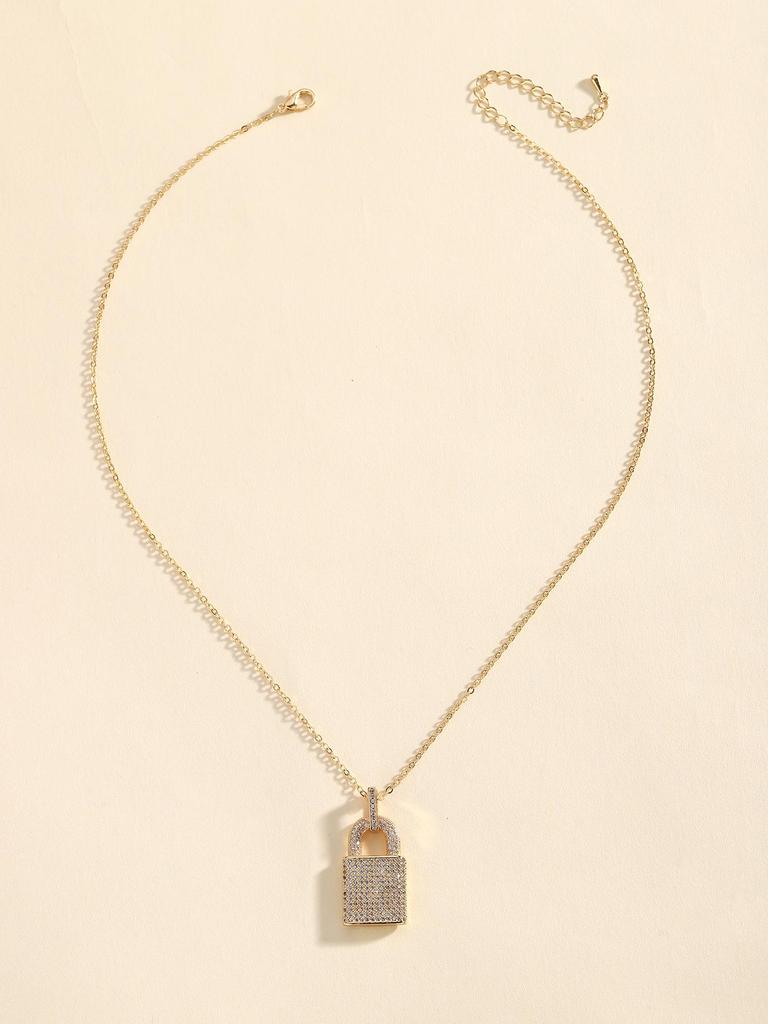 European & American Style Zircon Lock Pendant Necklace - Versatile, Luxurious & Elegant