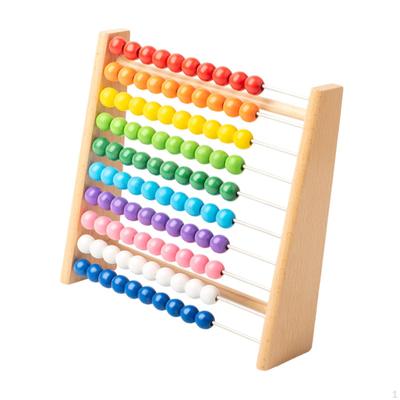 Wooden Abacus Toy Number Arithmetic Educational Counting with Multcolor Beads Classic