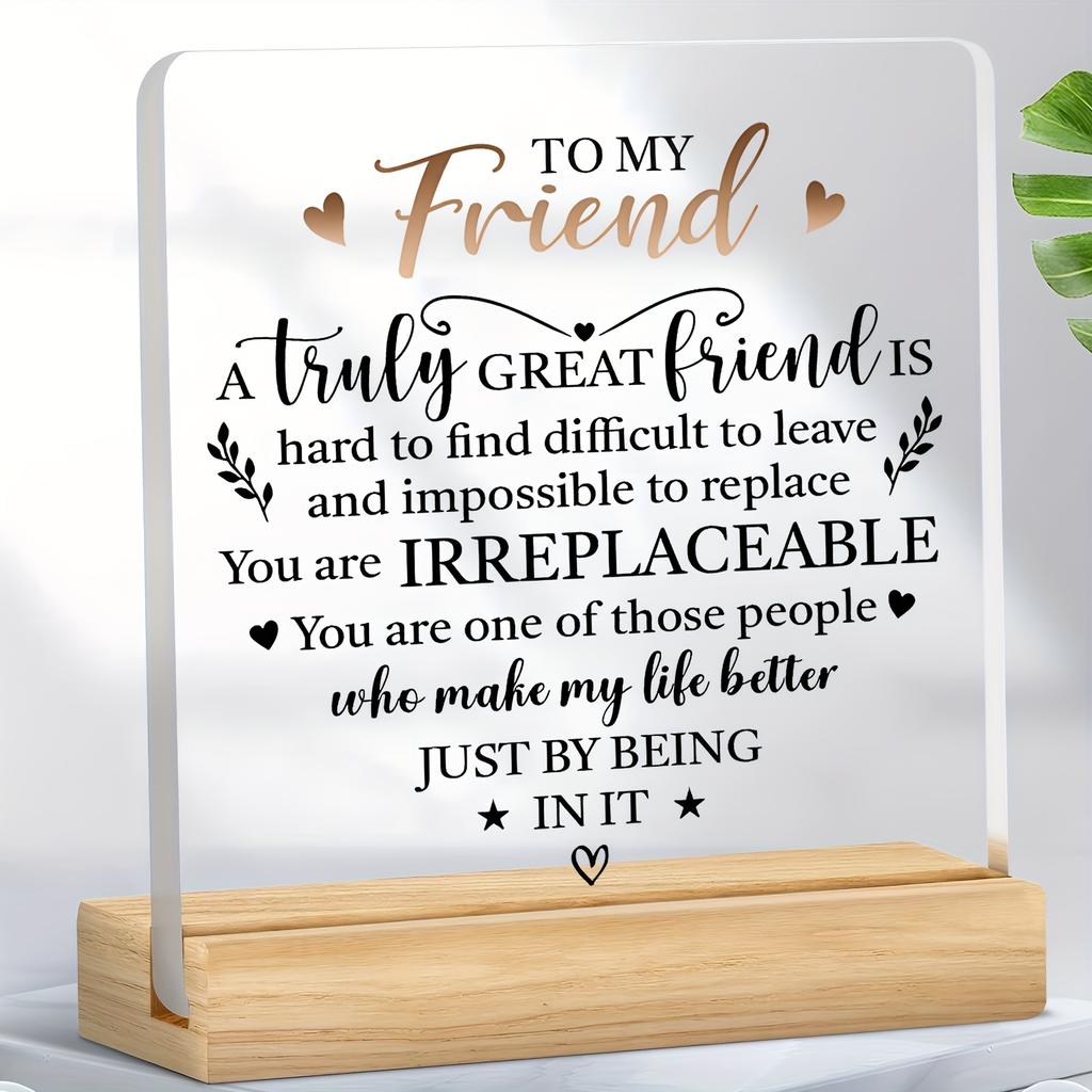 1PC Friends Appreciated Acrylic Tabletop Ornament - Multipurpose Living Room and Office Ornaments Transparent Friendship Plaques, Ornaments