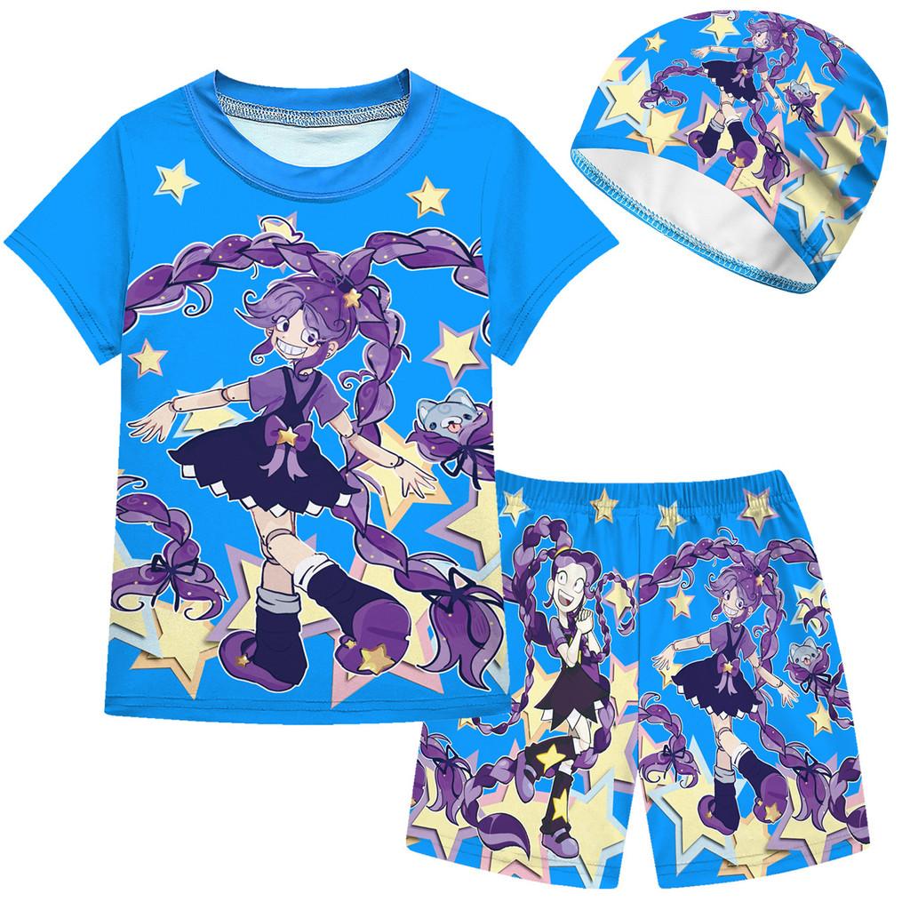 20913 2pcs/set Multi-color Kids Girls Lily Lovebraids Swimsuit Swimwear Top Shorts Sets