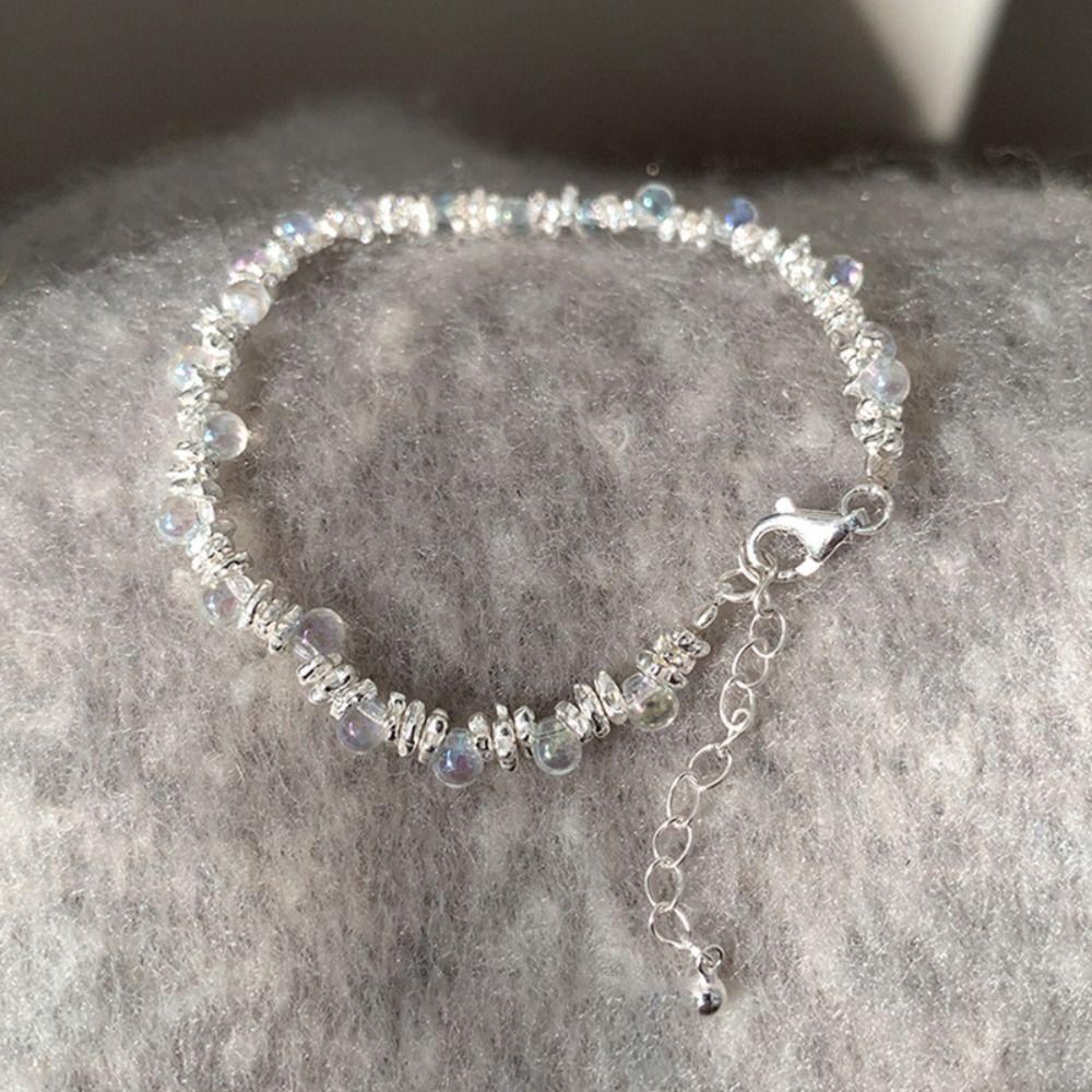 Waterproof Colorful Crystal Lucky Bracelet Jewelry Rainbow Candy Beads Bangle  Wedding Party Gift