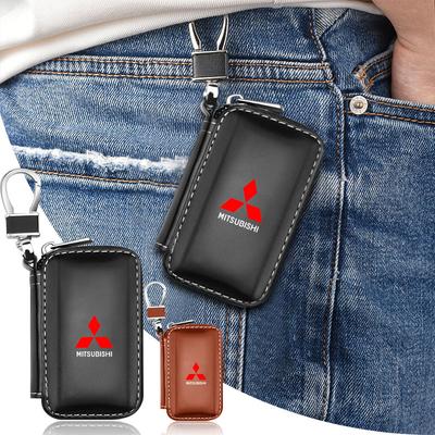 1 Stück Leder Auto Schlüsselhalter Auto Schlüsselanhänger Tasche Organizer Auto Schlüssel Etui Für Lancer 9 Ex Evo ASX L200 Colt Pajero Sport