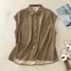 ZANZEA Women Summer Shirt Collar Sleeveless Loose Shirts