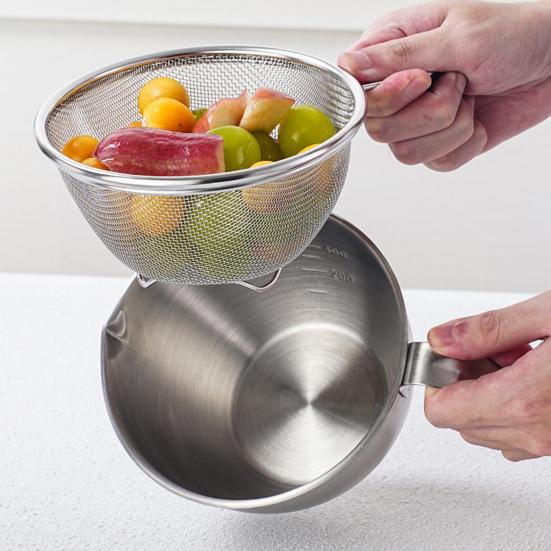 304 Stainless Steel Measuring Cup with Handle Scale Large Capacity Multifunction Egg Liquid Mixing Bowl Kitchen Supplies