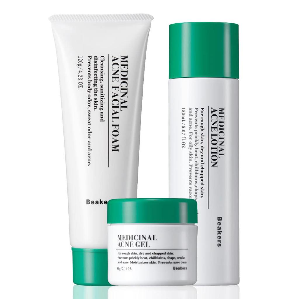Medicated acne set acne facial cleansing foam Medicated acne lotion Medicated acne Acne care Acne scars Pimple prevention Pore moisturizing Skin care