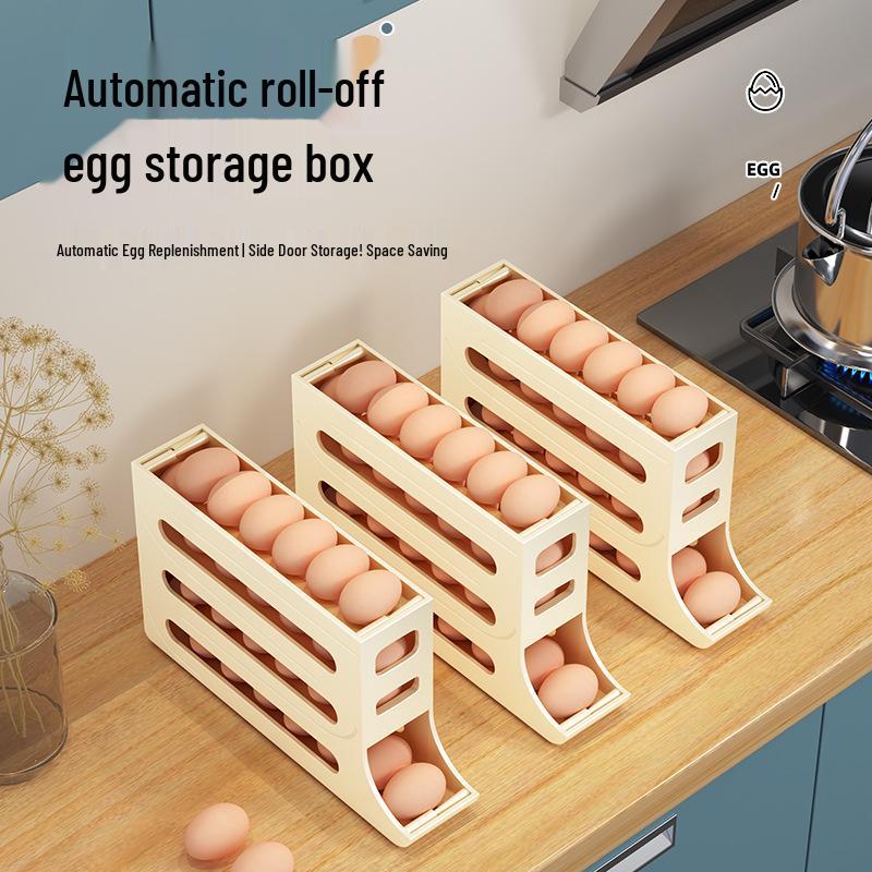 Dual-Layer Egg Rolling Storage Rack for Refrigerator Doors