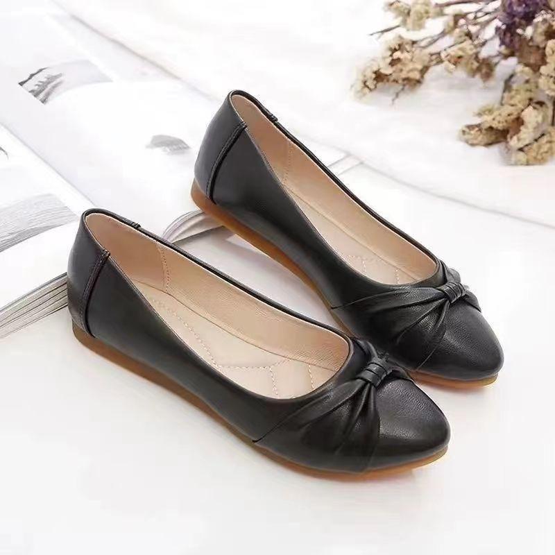 

Women s Soft Leather Bow Decor Flat Shoes Non-slip Comfortable Ballet Flats for Daily Wear 41 чорний