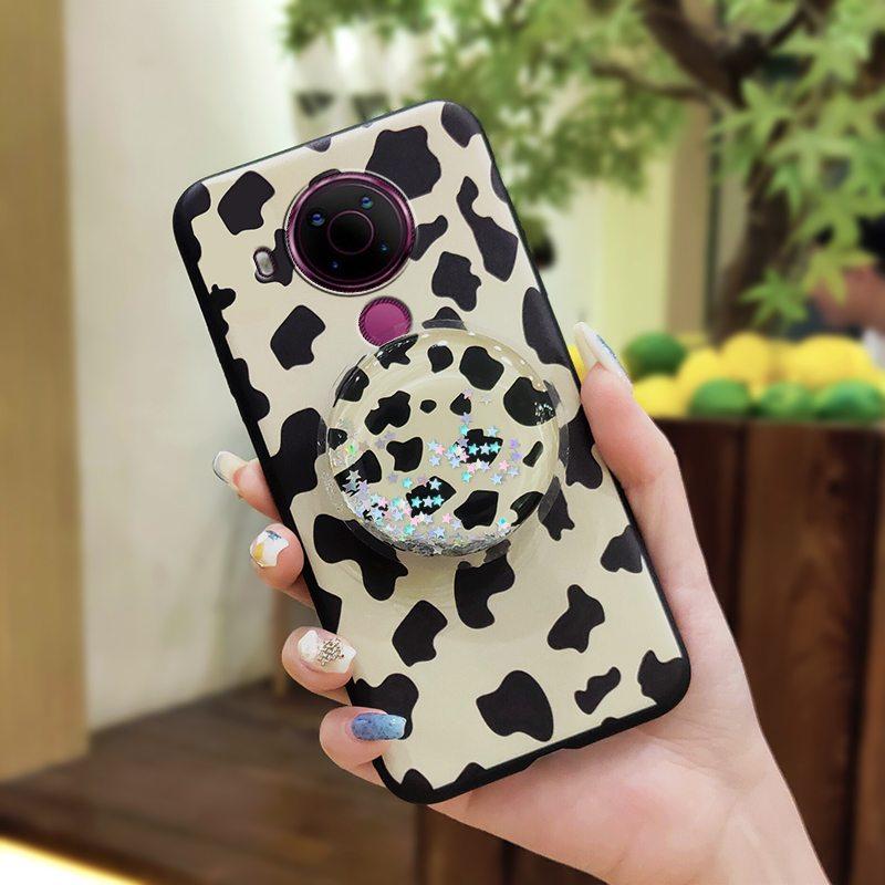 Quicksand Kickstand Phone Case For Nokia 5.4 Phone Lens Protection Cartoon Soft Case Dirt-resistant Durable Protective