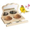 Bird Perch Feeder Wooden Stand Detachable Stainless Steel Feeding Cups Food Water Bowls for Parrot Macaws Lovebirds Cockatoos
