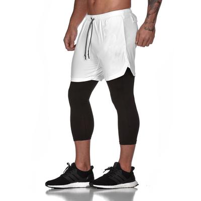 Men 2 In 1 Running Shorts With Compression Liner And Drawstring Waist