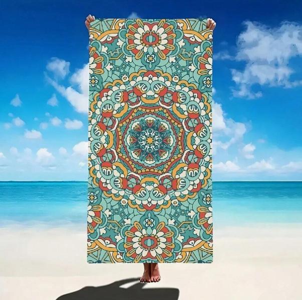 1Pc Mandala Floral Pattern Beach Towel Suitable For Beach Vacation And Swimming Washable The Ideal Gift For Women And Men Towel