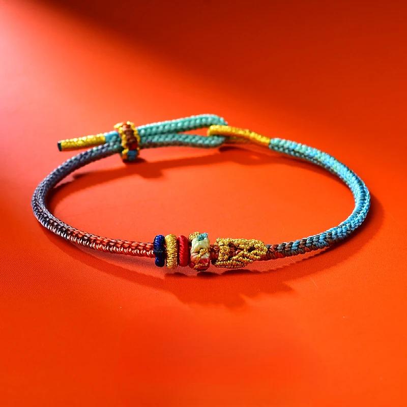 Fashionable Buddhist Lucky Adjustable Bracelets Couple Colorful Rope Handmade Braided Rope Chain Festival Party Jewelry