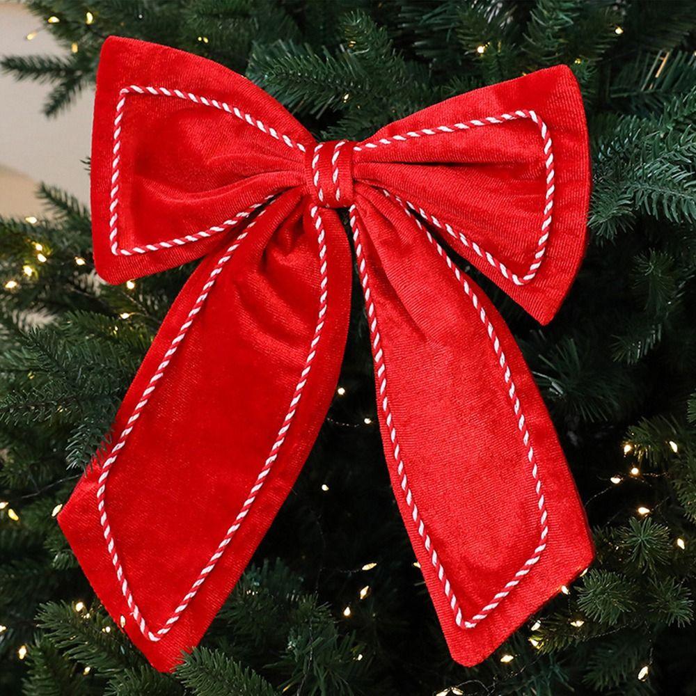 1/2PCS Red Christmas Decorative Bowknot Flannel Christmas Bow Pendant  Merry Christmas