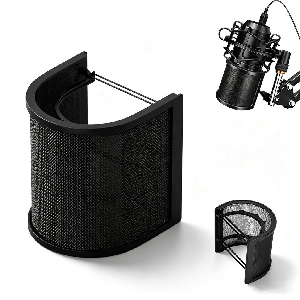 Solxion Pop Microphone Filter with Metal Noise for Microphone Accessory Filter, U-shaped Filter, Reduction, Recording/Streaming,