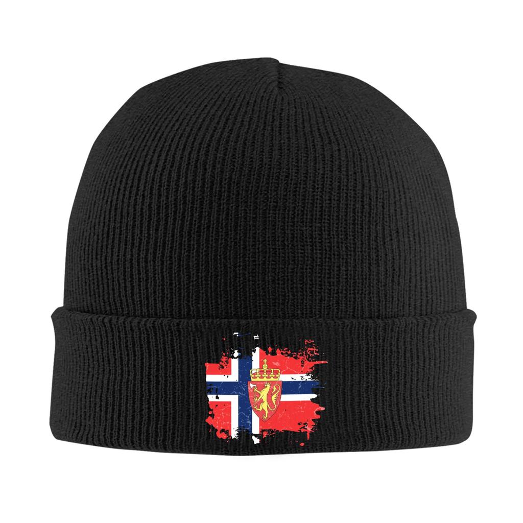 Coat of arms of Norway Skullies Beanies Caps Unisex Winter Warm Knit Hat Street Adult Norwegian Flag Bonnet Hats Outdoor Ski Cap