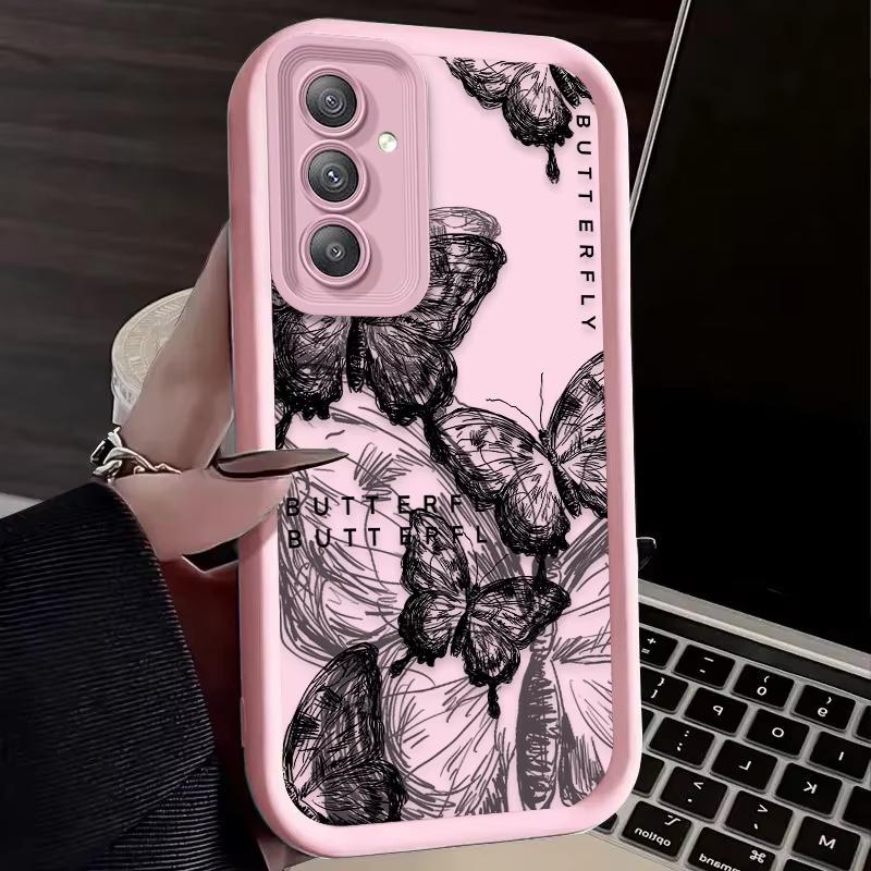 INS Retro Butterfly Case for Samsung Galaxy S25 S24 S23 Ultra S22 S21 Plus FE 5G A54 A34 A14 A73 A53 A33 5G Silicone Back Cover
