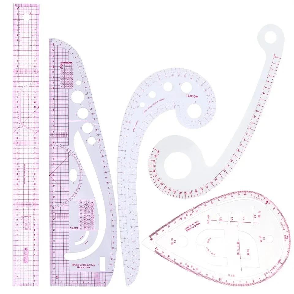 FELE Multifunctional French Curve Ruler Soft Plastic Patchwork Ruler Measure Dressmaking Drawing Template Craft Sewing Tools