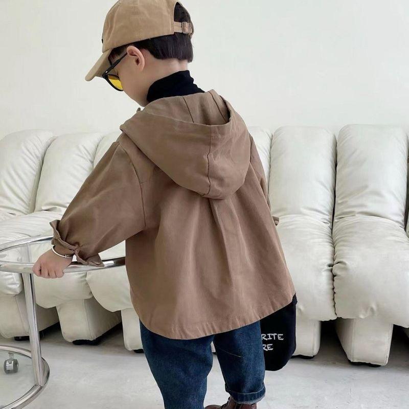 Boys' Stylish Korean Hooded Windbreaker - New Spring/Autumn 2025 Jacket for Small & Medium Children