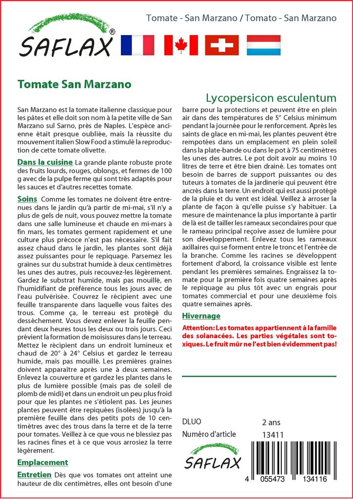 SAFLAX Pomodoro - San Marzano - 10 semi - Lycopersicon esculentum