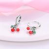Earrings For Women 100% 925 Silver Golden Sunflower Cherry Pendant Earrings Fine Wedding Engagement Party Jewelry Gifts
