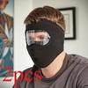 2pcs Winter Warm Face Mask with Detachable Anti-Fog Clear Lens, Adjustable Hook-and-Loop Design, Full-Face Cover for Men and Women