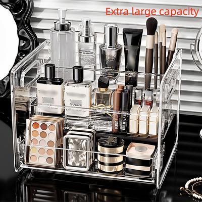 1pc Desktop Cosmetic Organizer Acrylic Transparent Slanted Storage Basket for Makeup, Lipstick, Perfume, Facial Mask, and Other