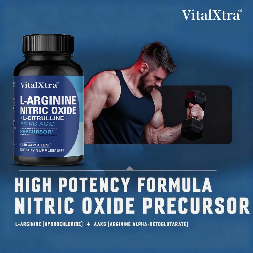 L-Arginine, Nitric Oxide, and L-Citriline Supplement, 120 Capsules