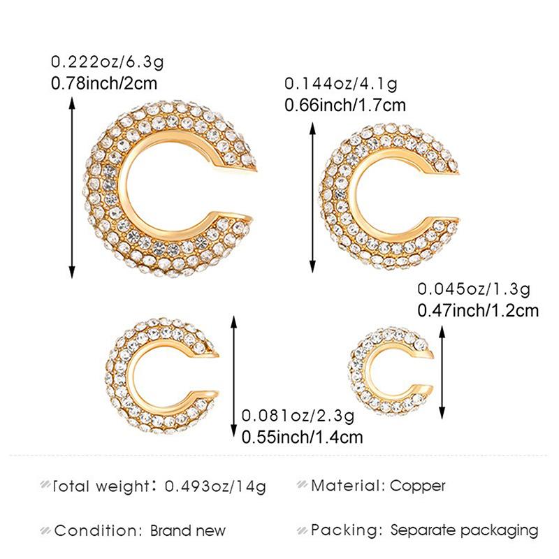 1/4/8Pcs C Shape Round Cartilage Clip Earrings For Women Luxury  Fake No Pierced Geometric Ear Cuff Jewelry