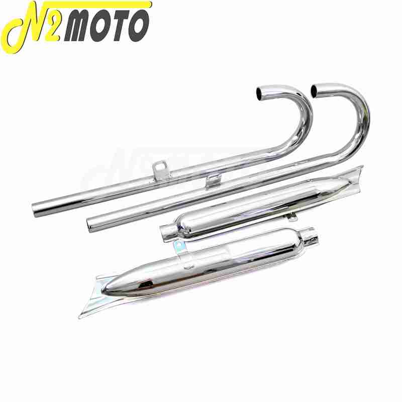 32HP Motorcycle Chrome Exhaust Muffler Tube Case For BMW K750 M1 M72 R71 R12 Dnepr MT12 Retro Modified Muffler System
