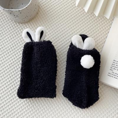 Plüschsocken mit Hasenohren Damen Winter Warme Flauschige Socken Dick Weich Niedlich Boden