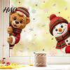 Removable Vinyl Decals 2Pcs Christmas Window Clings, Cute Bear Snowman Static Decals, 16" x 12" Festive Stickers for Glass Doors Home Shop Decoration
