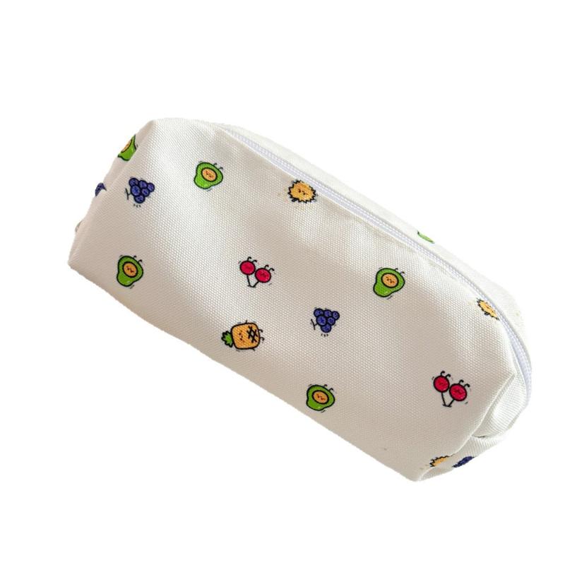 

Kawaii Cartoon Food Fruit Bow Canvas Pencil Bag School Office Supplies Student Stationery Storage Bag Zipper Design Makes Up Bag