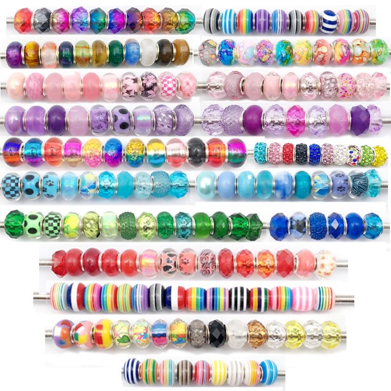 

Faceted Striped Rhinestone Resin Large Hole Beads for DIY Bracelet Making