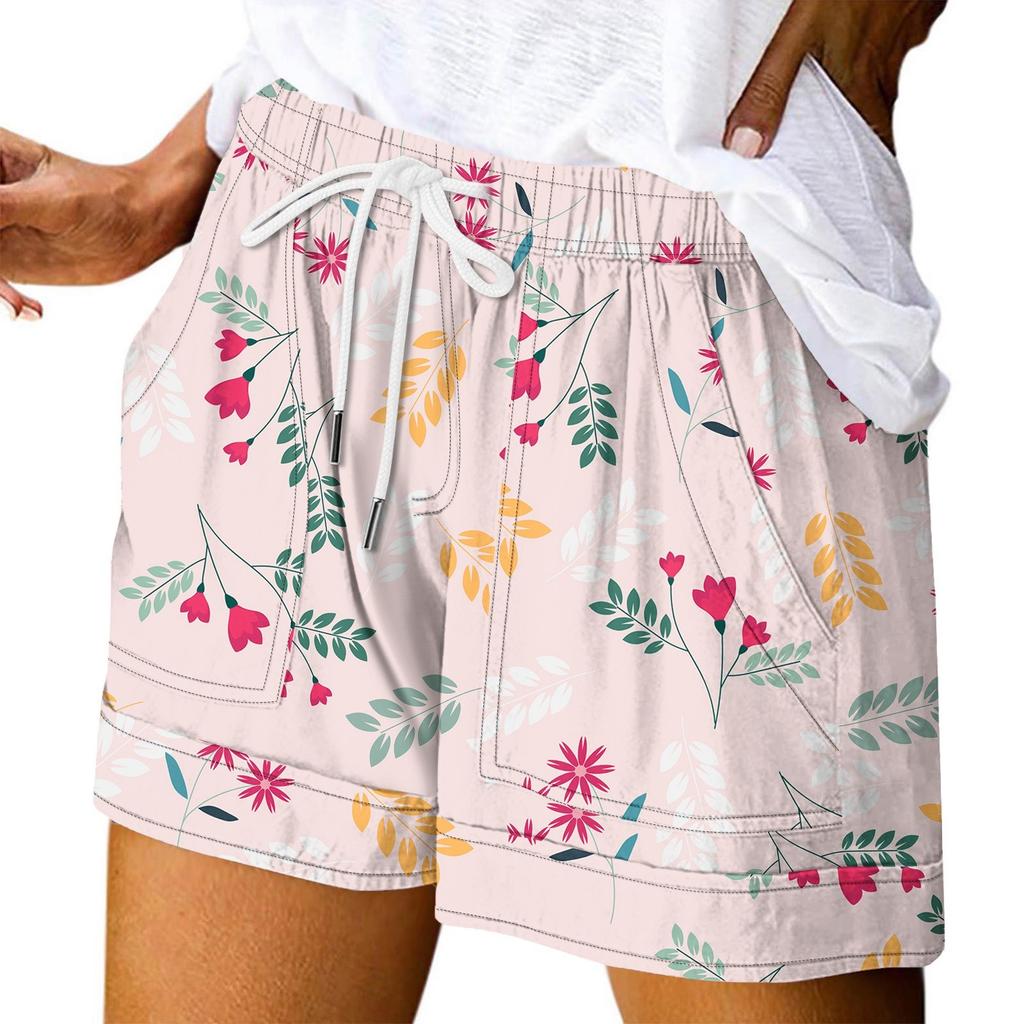 Damen Casual Sommer Elastische Strandshorts Print Casual Shorts