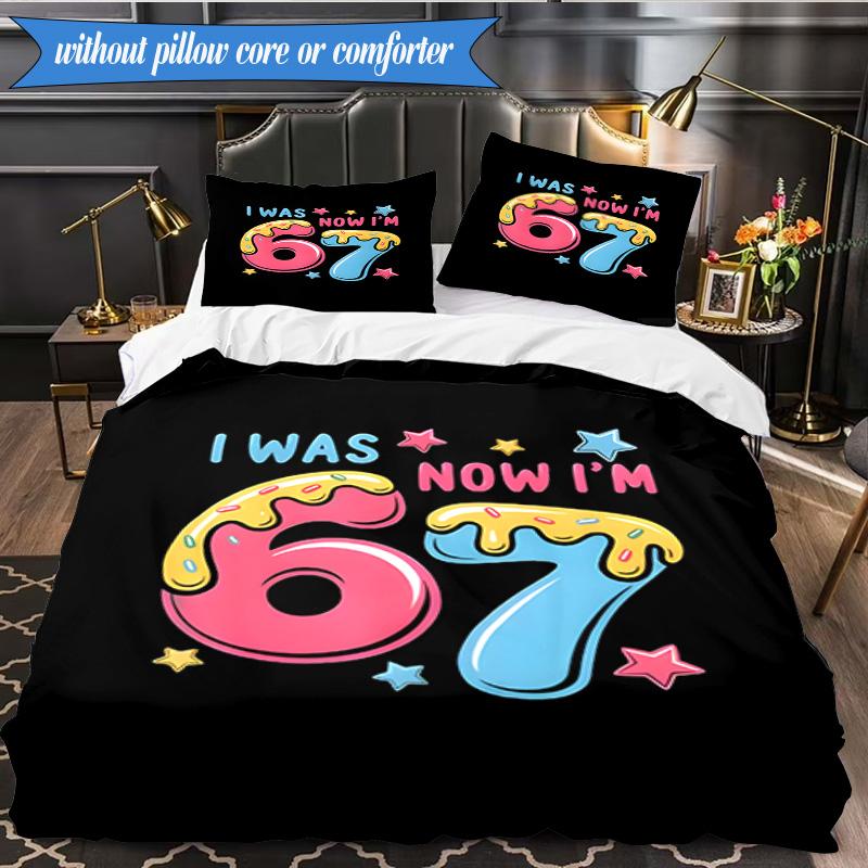 Summer Ice Cream Number 67 3pcs Bedding,Including 1pc Duvet Cover And 2pcs Pillowcases Perfect for Christmas,Ideal for Bedroom, Dormitory