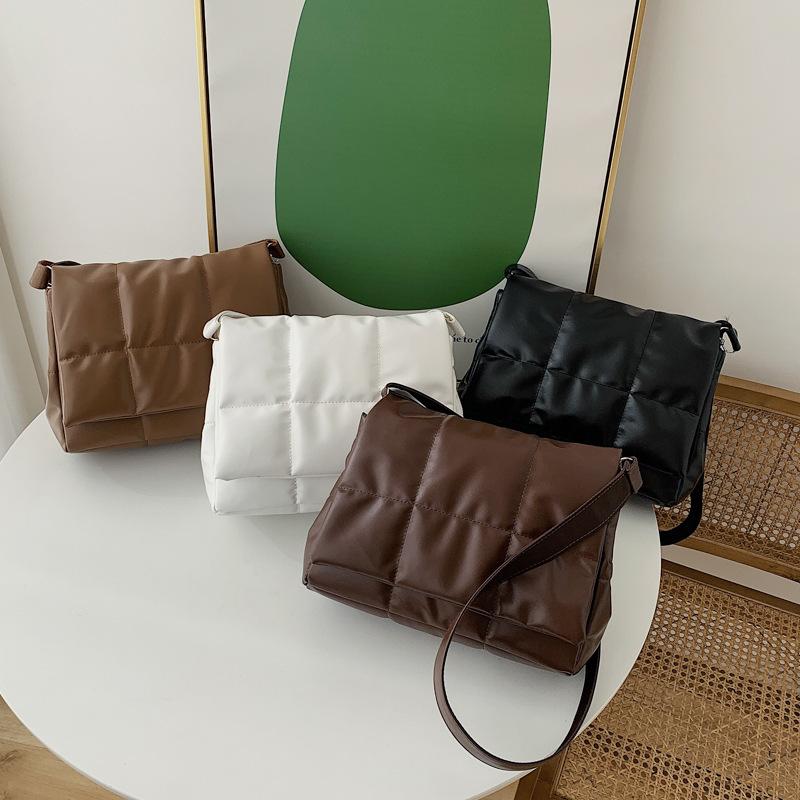 Yogodlns Vintage haftowana torba na ramię w kratę kobieca miękka skórzana torba Crossbody torba z klapką designerska torebka pod pachami